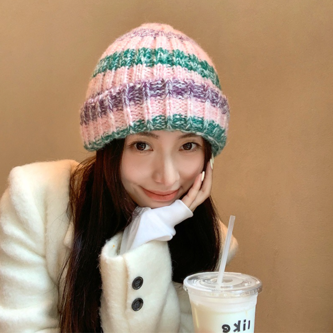 Japanese Thick Striped Wool Peplum Wrap for Warmth