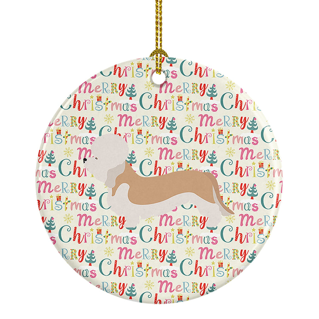 Dandie Dinmont Terrier Merry Christmas Ceramic Ornament
