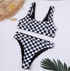 Checkerboard Print Bikini Set