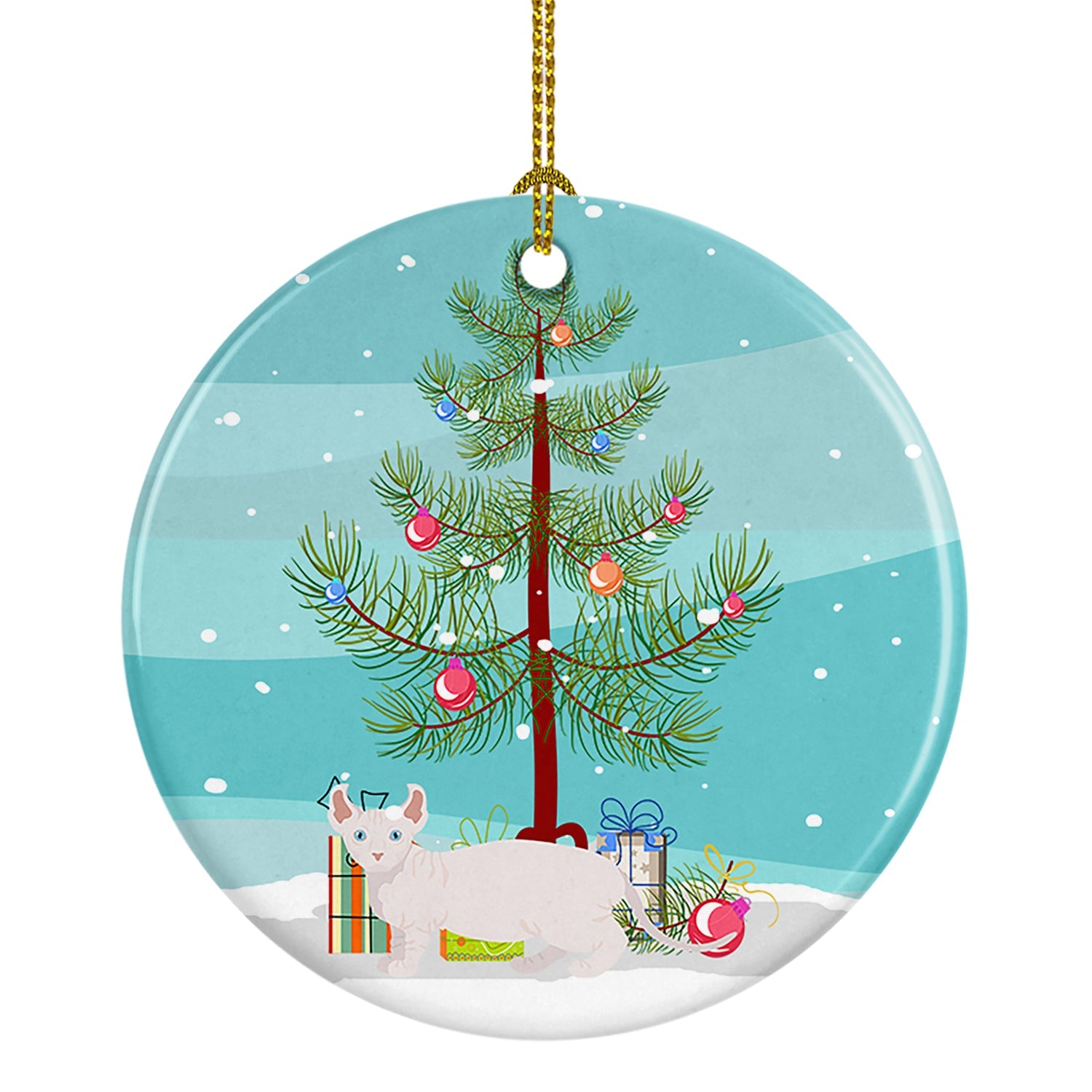 Dwelf Cat Christmas Ceramic Ornament