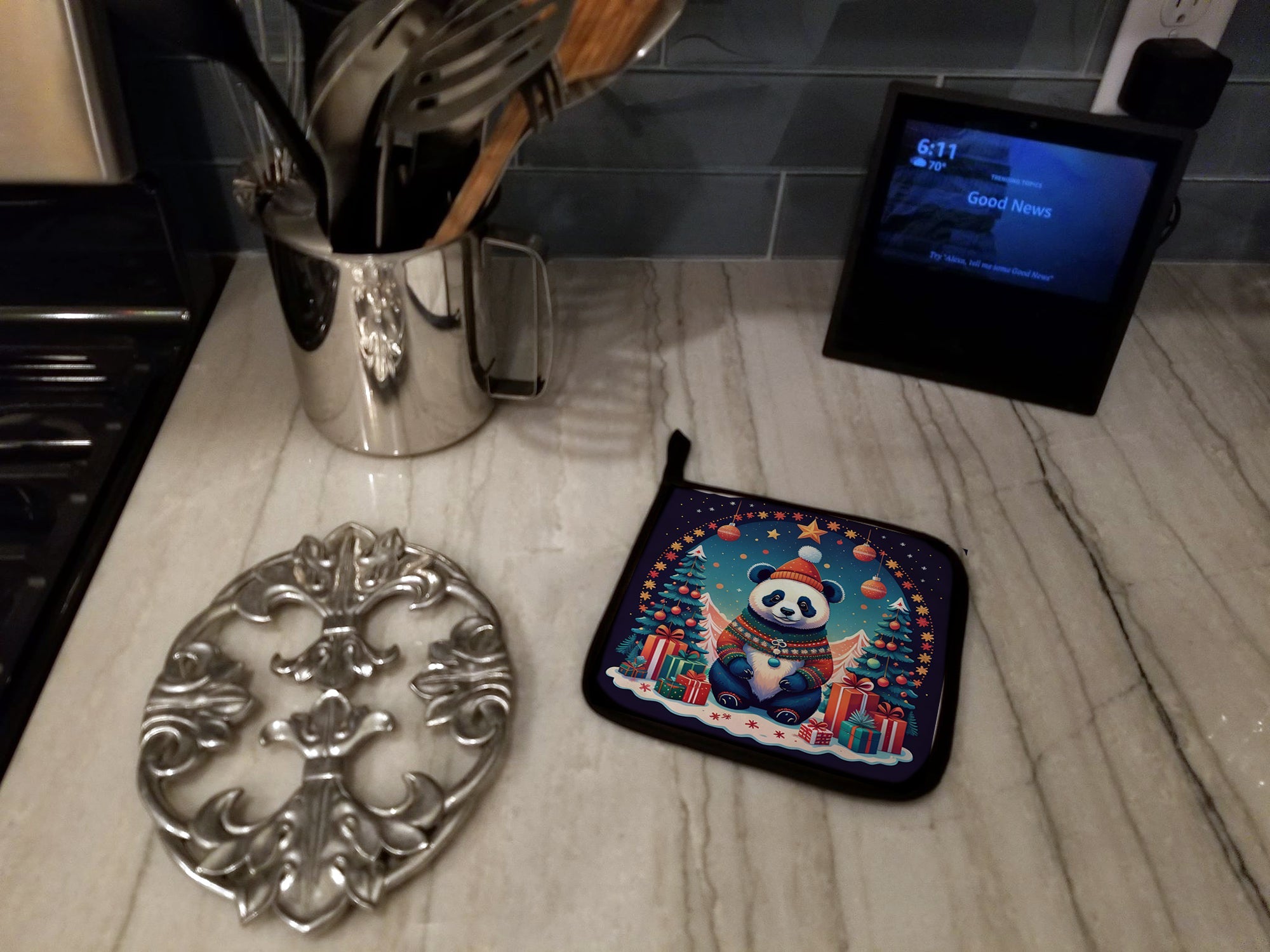 Panda Christmas Pair of Pot Holders