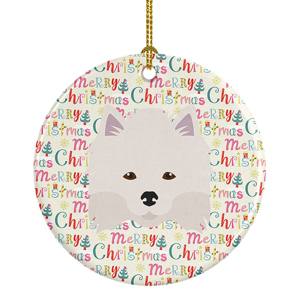 American Eskimo Merry Christmas Ceramic Ornament