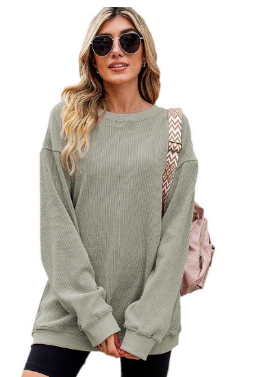 Oversized Solid Color Pullover in Leisure Style | Streetwear