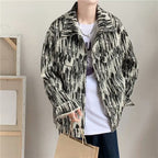 Men's Tie Dye Denim Jacket - Loose Lapel Long Sleeve Top