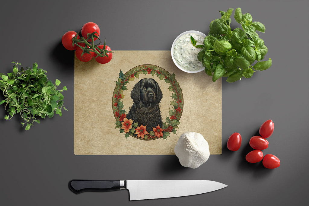 Puli Christmas Flowers Glass Cutting Board