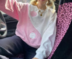 Ladies' Long Sleeve Contrast Round Neck Sweatshirt | Streetwear