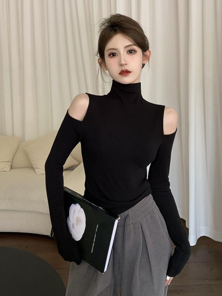 Slim Long Sleeve Turtleneck T-shirt for Women | Streetwear