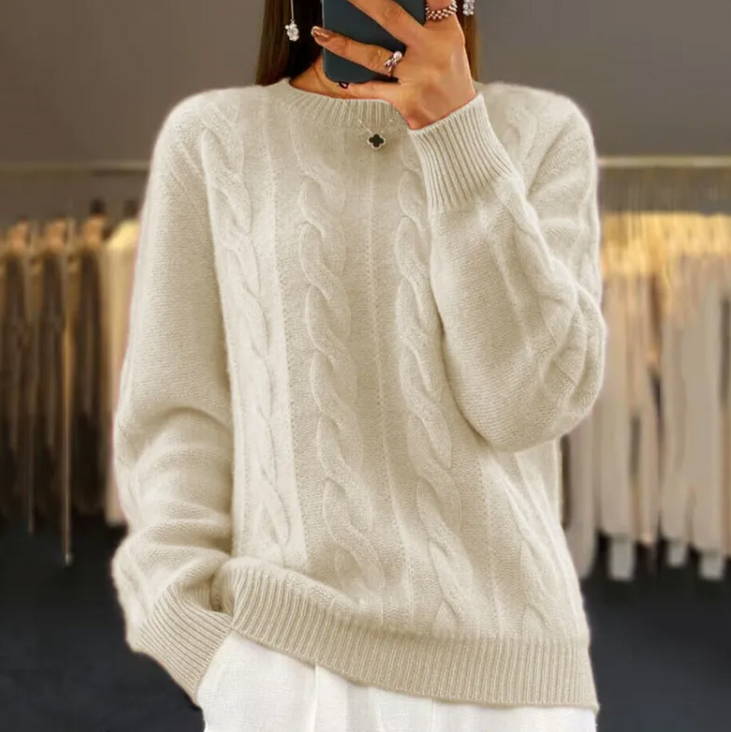 Women's Retro Cable-Knit Pullover Sweater | Streetwear