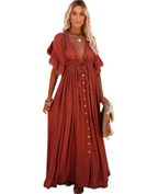 Beach Cover Up Button Long Dress