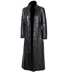 Men's Plus Size Leather Motorcycle Duster with Fur Coat