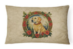 Labrador Retriever Christmas Flowers Throw Pillow