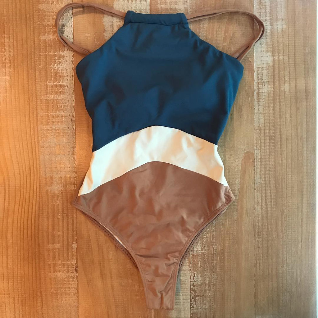 Women's 2019 Color Block One-Piece Swimsuit (Nylon)