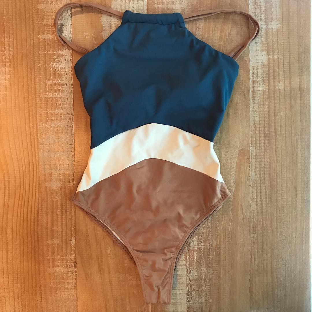 Women's 2019 Color Block One-Piece Swimsuit (Nylon)
