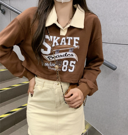 Retro Street Style Personalized Lapel Pullover Sweater | Streetwear