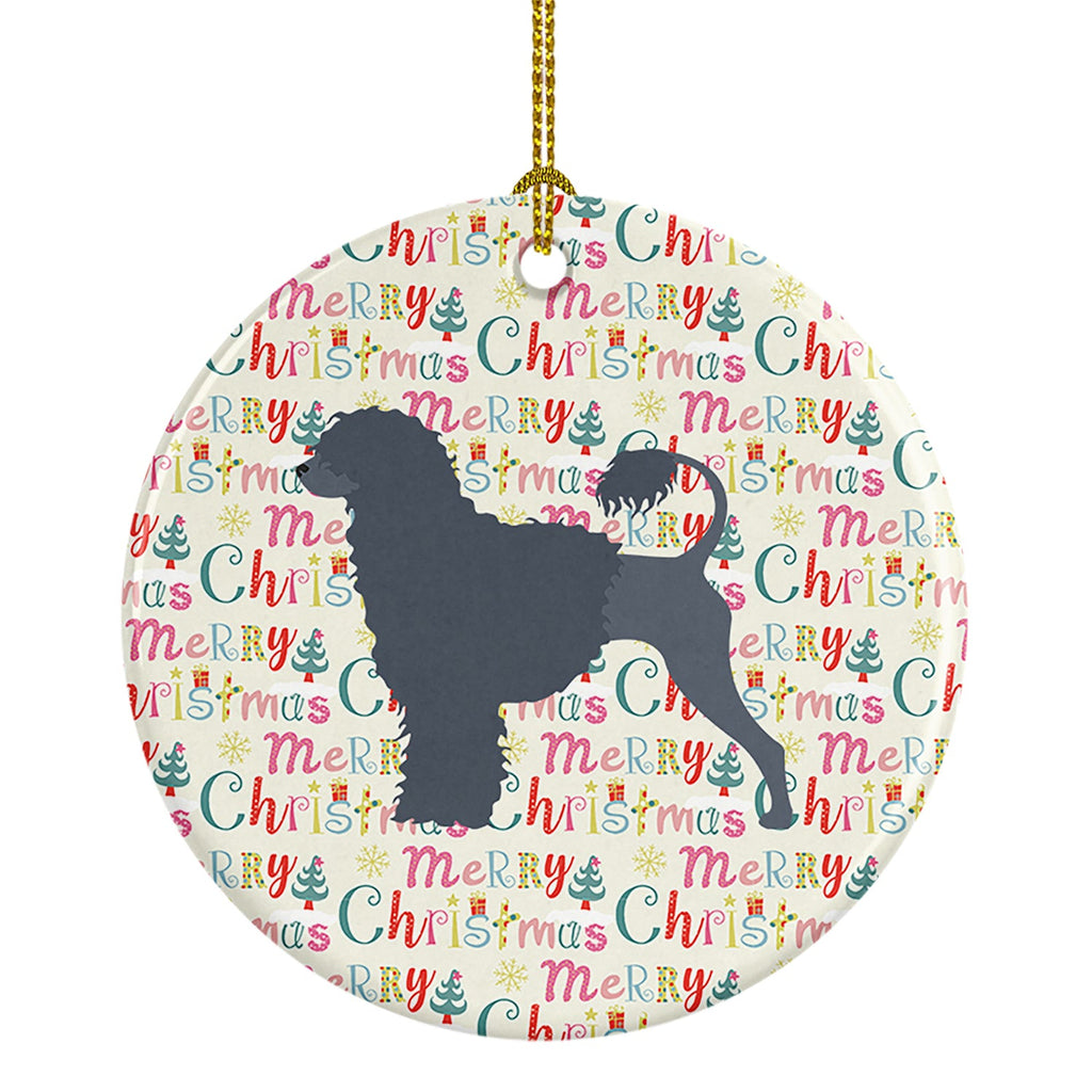 Portuguese Water Dog Merry Christmas Ceramic Ornament