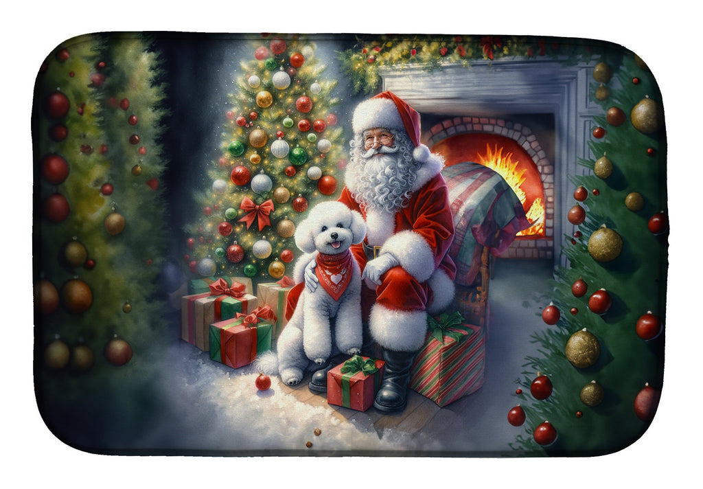 Bichon Frise and Santa Claus Dish Drying Mat