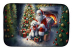 Bichon Frise and Santa Claus Dish Drying Mat