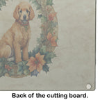 Poodle Christmas Flowers Glass Cutting Board