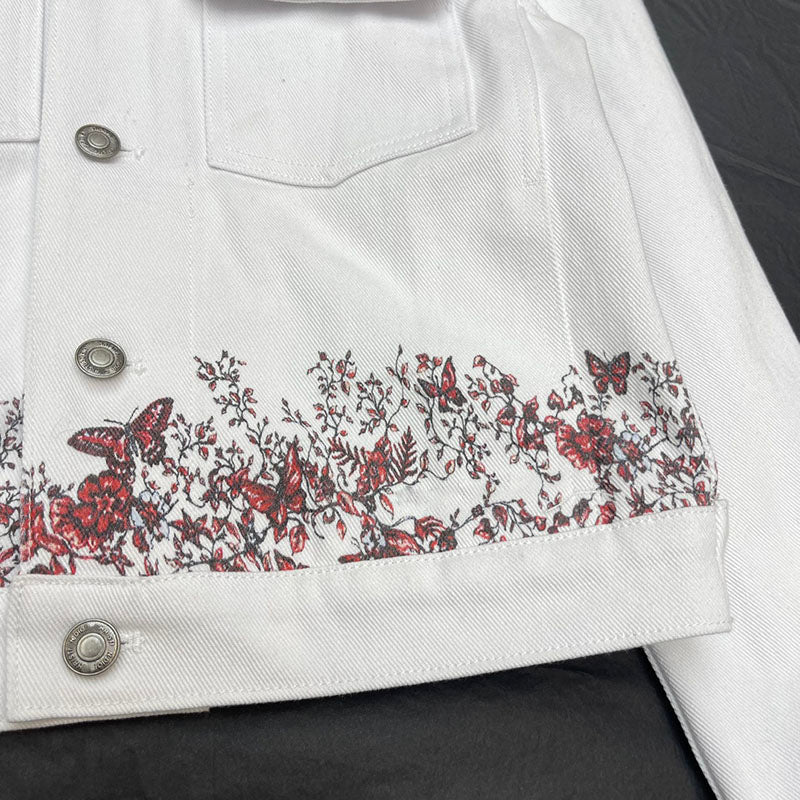 Embroidered Butterfly Pattern Denim Jacket, High Quality