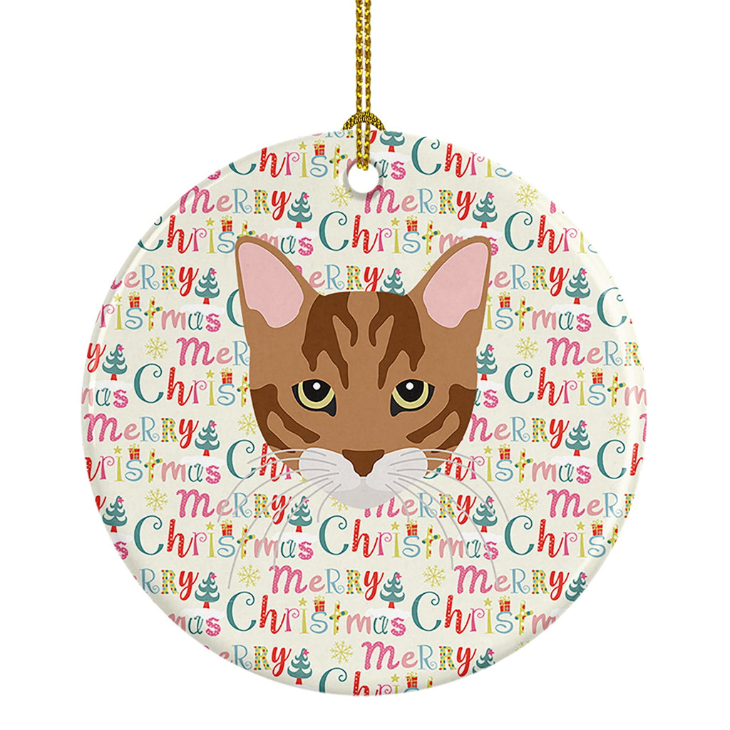 Toyger Cat Christmas Ceramic Ornament