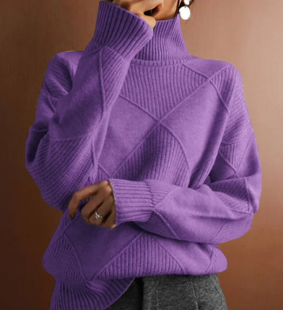 Loose High Neck Knitted Sweater