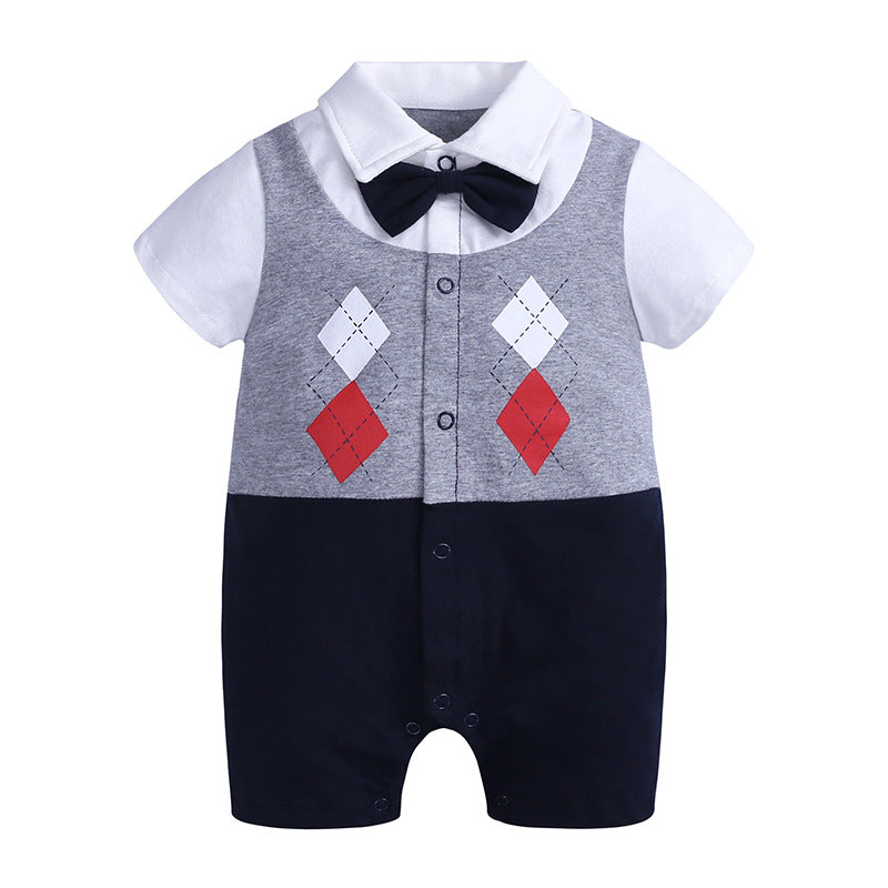Gentleman Baby Bodysuit Summer Romper for Infants