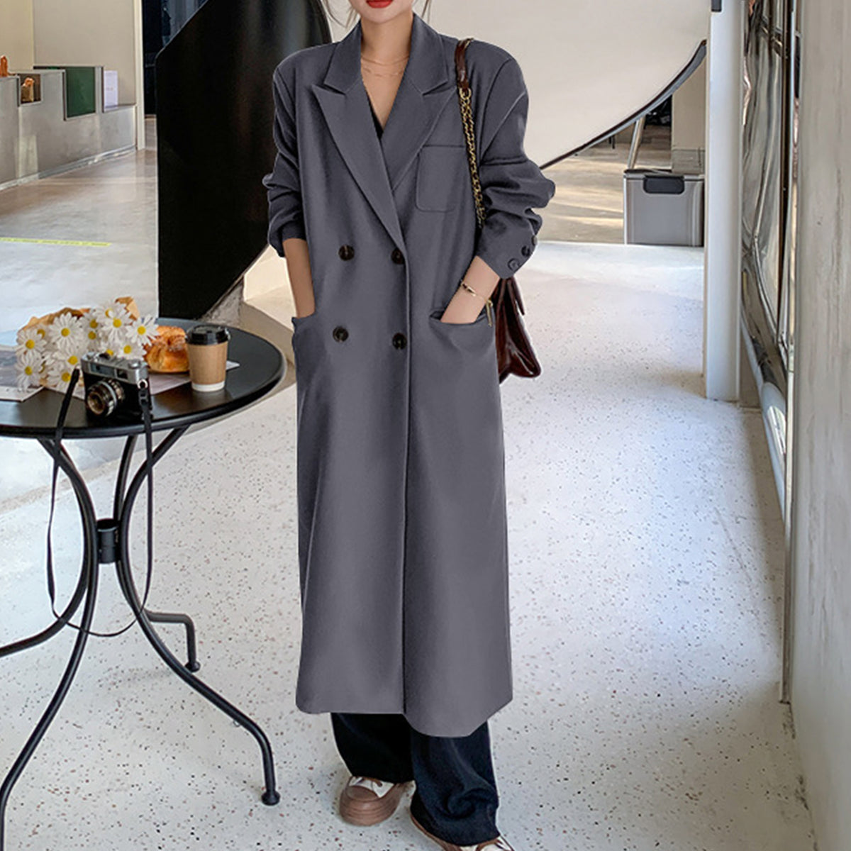 Classic British Style Women's Long Trench Coat