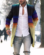 Men's Woolen Stand Collar Medium Long Casual Coat