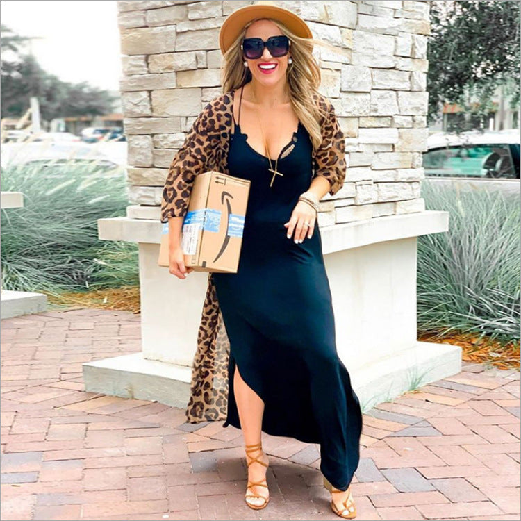 New Chiffon Leopard Print Bikini Cover-Up for Beach