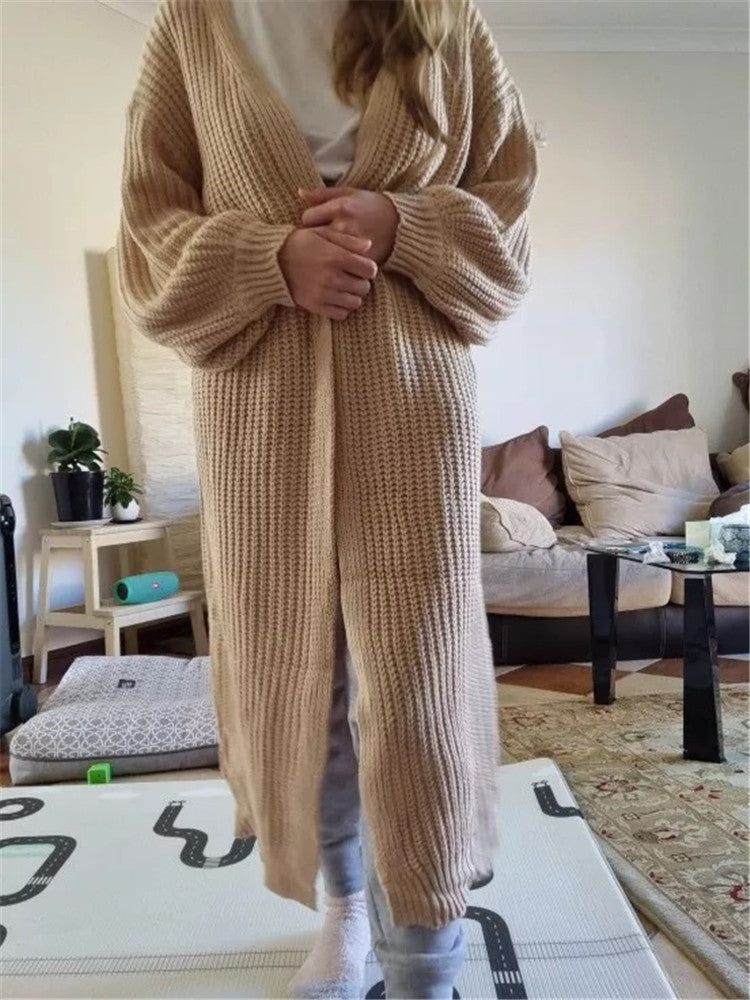 Women's Casual Long Buttonless Loose Coat Sweater