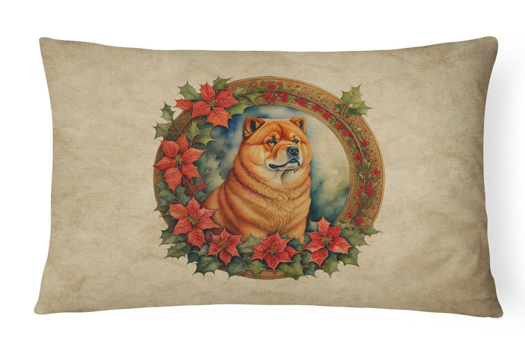 Chow Chow Christmas Flowers Throw Pillow