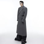 3D Deconstruction Shoulder Pad Woolen Long Coat