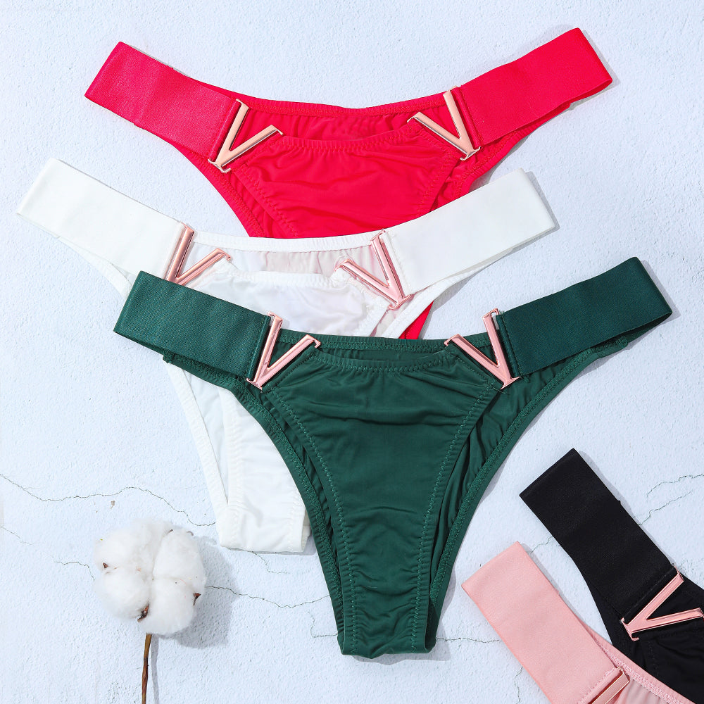 V-Shaped Metal Decoration Women's Sports Hip Panties