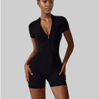 Amazon Summer Women's Zip Short Sleeve Yoga Bodysuit