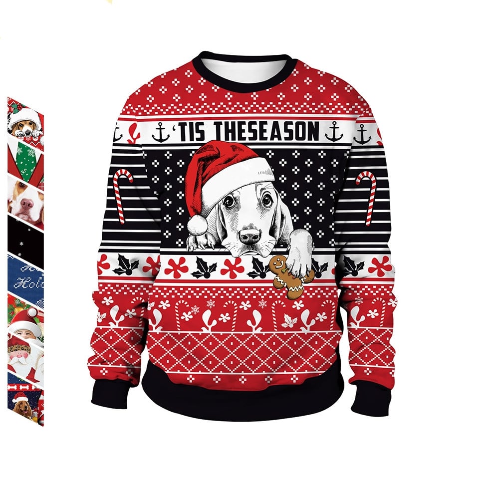 Women's Christmas Animal Print Round Neck Sweater