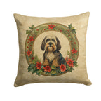Tibetan Terrier Christmas Flowers Throw Pillow