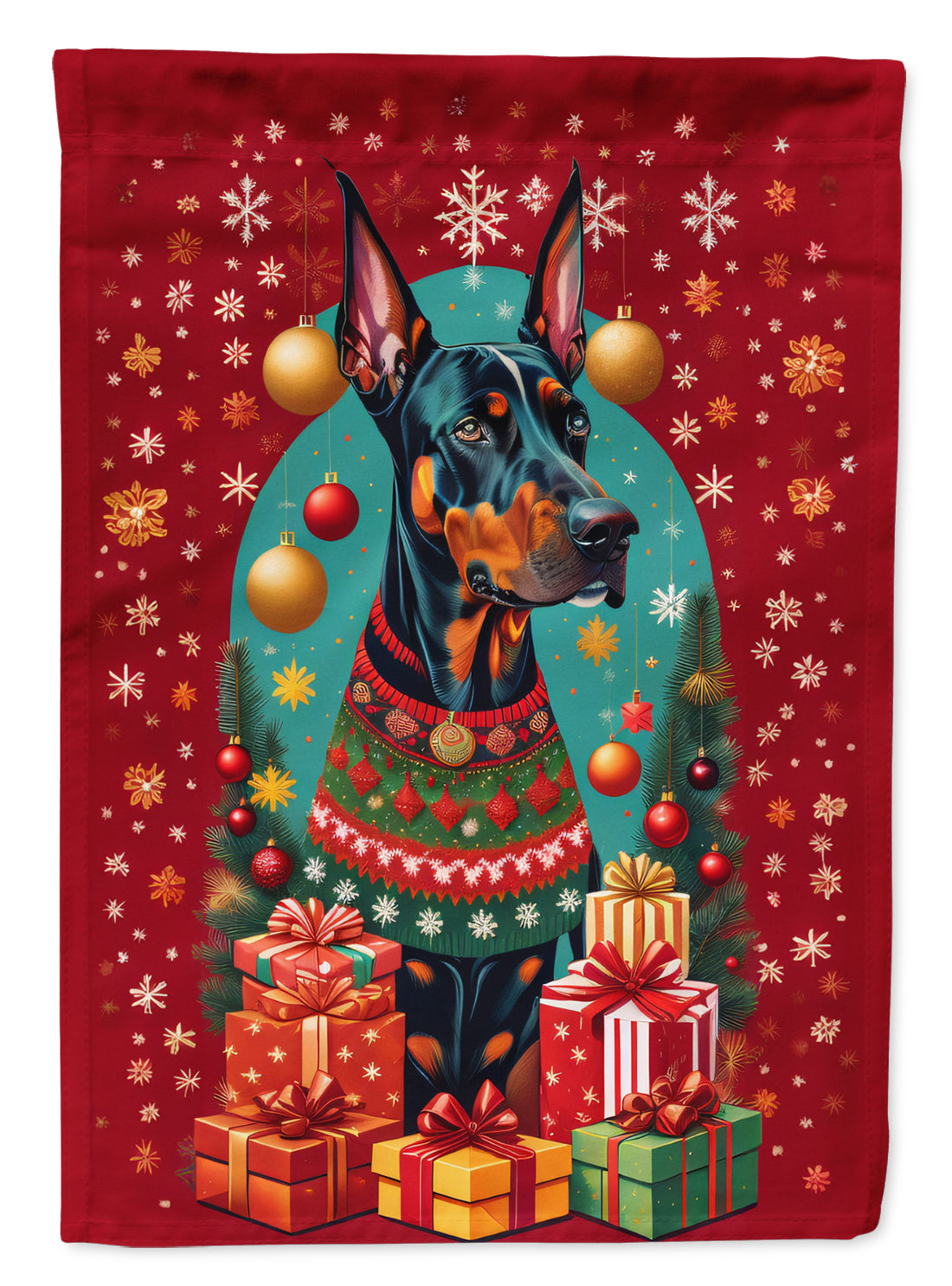 Doberman Pinscher Holiday Christmas Garden Flag