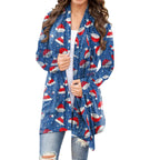 Christmas Print Casual Long Sleeve Cardigan for Women