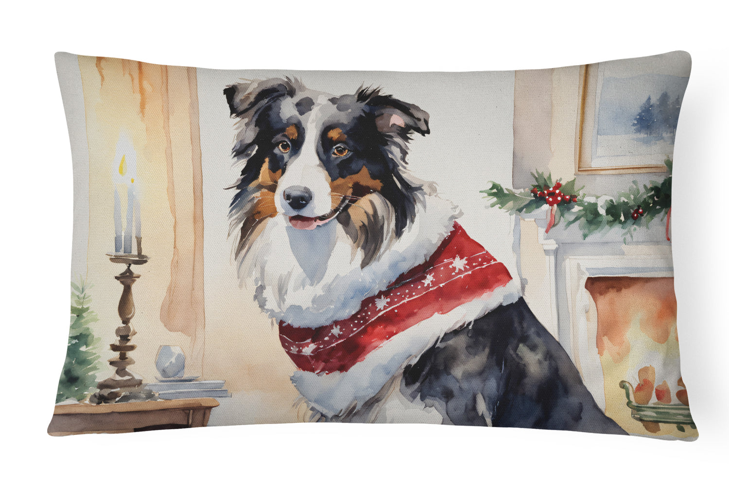Australian Shepherd Christmas Throw Pillow