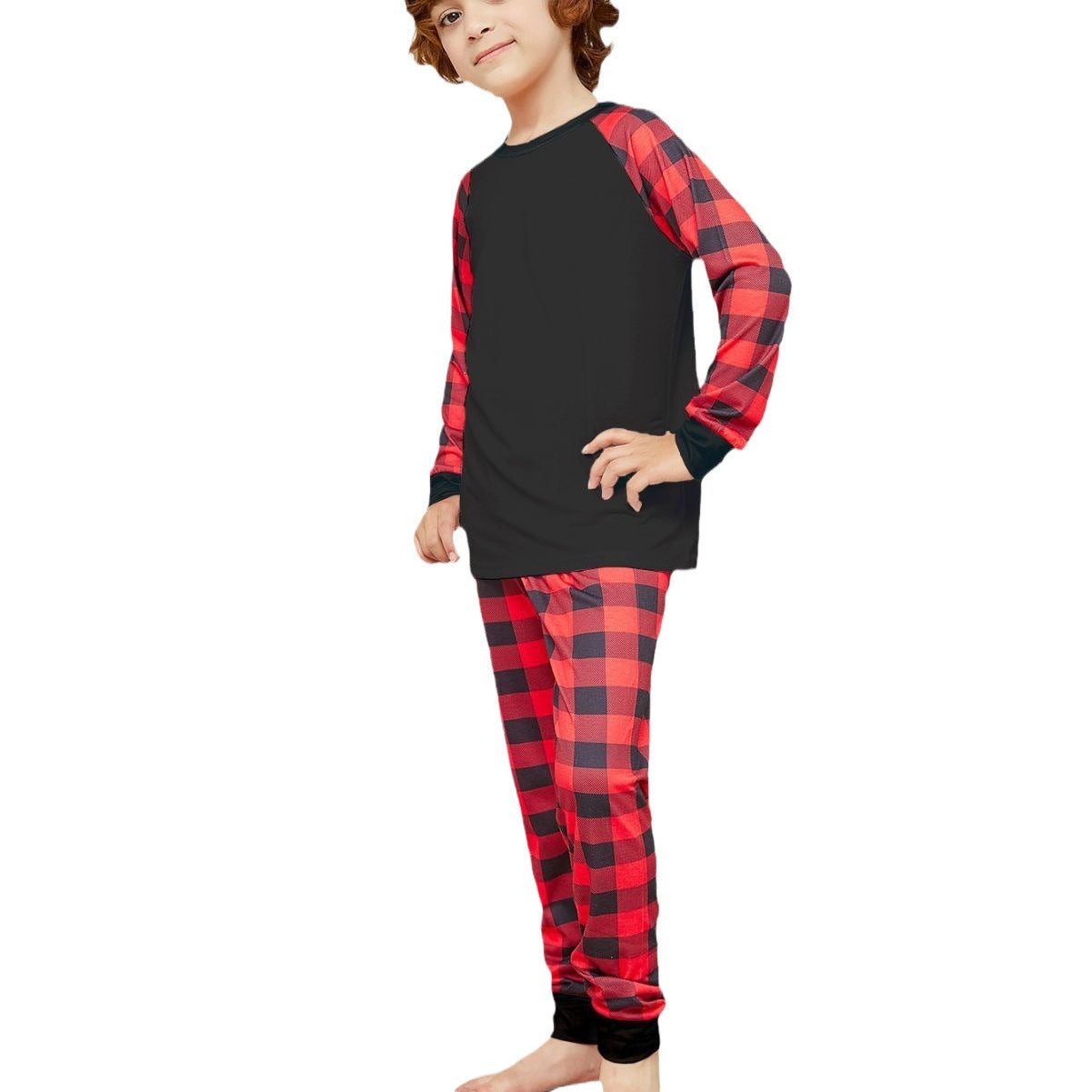 2024 Christmas Family Matching Pajama Set in Solid Check