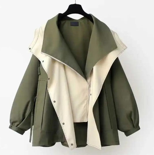 Women's Casual Zipper Trench Coat