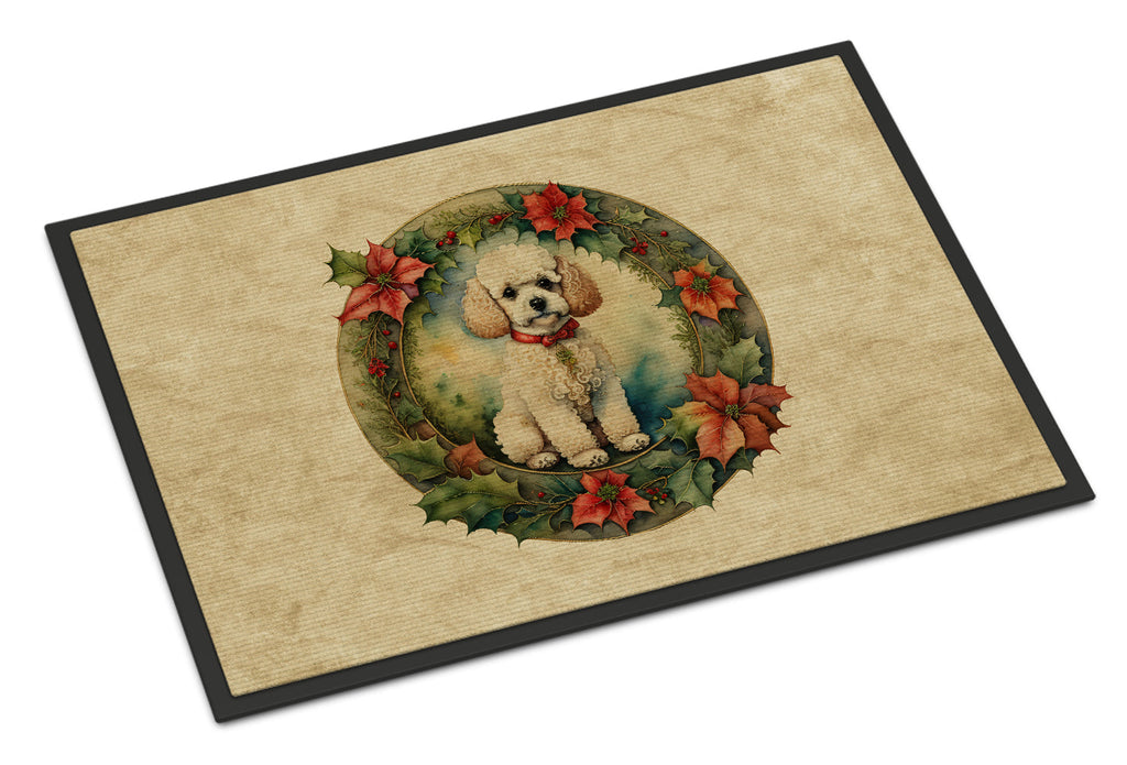 Poodle Christmas Flowers Doormat