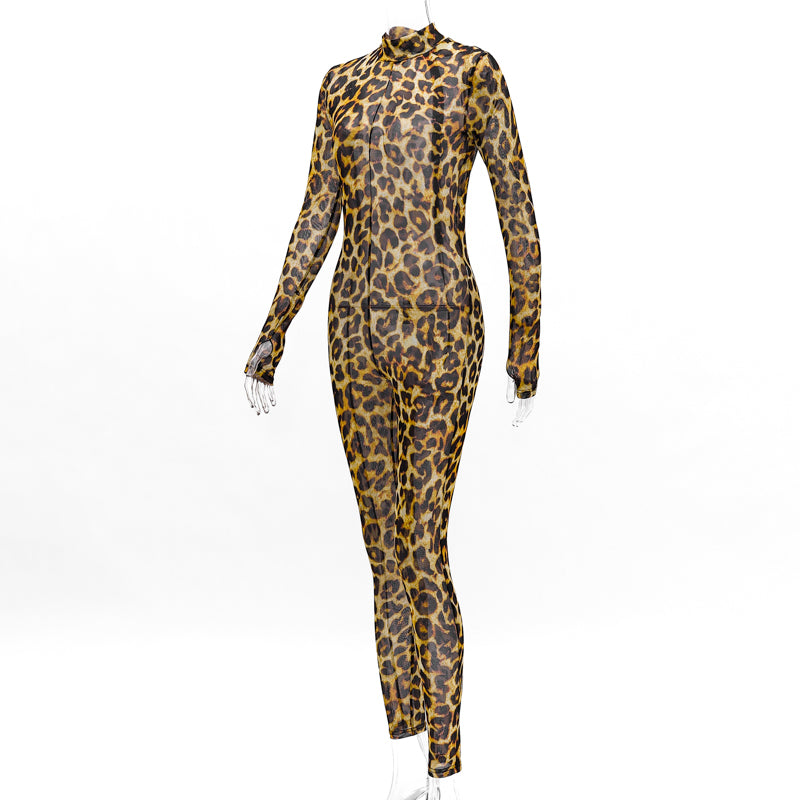 2019 Women's Leopard Print Bodysuit & Jumpsuit Outfit