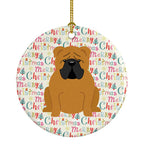 Merry Christmas English Bulldog Red Ceramic Ornament