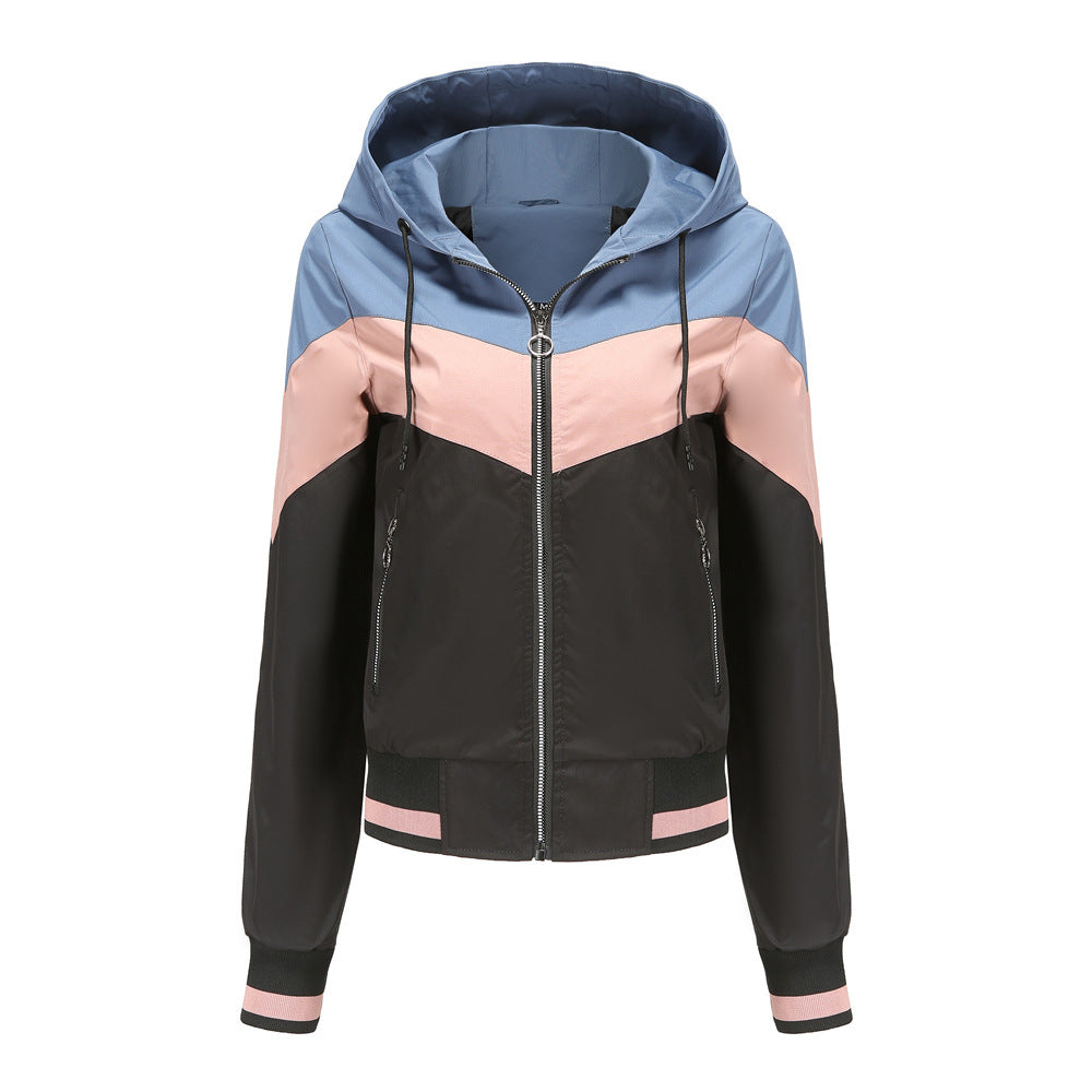 Ladies Hooded Windbreaker Jacket for Outdoor Use