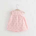 Summer Solid Color Bow-Back Floral Print Dress