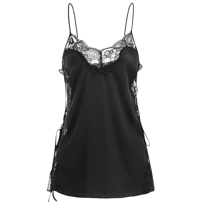 Lace Nightgown with Ice Silk Straps