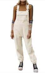Fleece Suspenders Skinny Pants