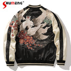 Japanese Dragon Embroidered Bomber Jacket for Men
