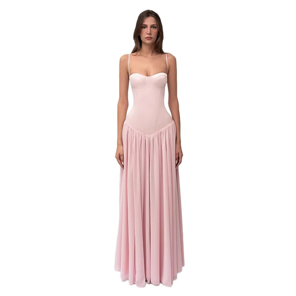 Mesh Spaghetti Strap Waist Dress